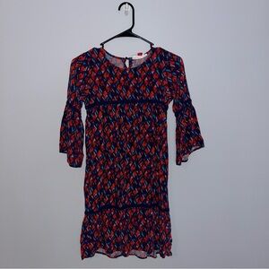 Red Camel Kids Dress - Red and Blue Pattern